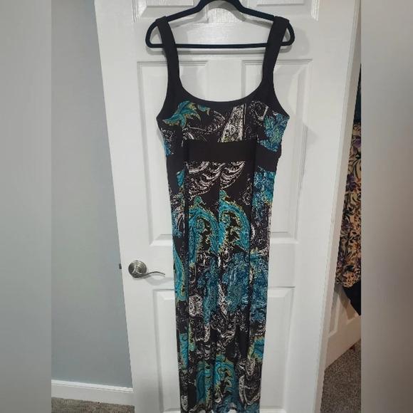 Bisou Bisou Brown, Green and Blue Paisley Print Maxi Dress in Size 20W - Picture 5 of 5